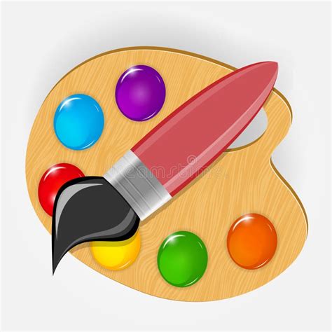 Art Palette With Paints And Brushes Vector Illustration Stock Vector