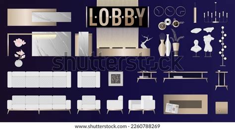 Luxury Hotel Lobby Design Furniture Set Stock Vector (Royalty Free ...