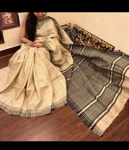 Festive Wear Plain Border Ghicha Silk Saree M With Blouse Piece