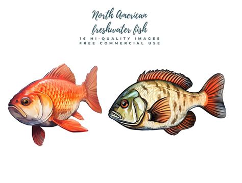 Watercolor Fish Clipart Colorful Fish Watercolor Fishing Freshwater