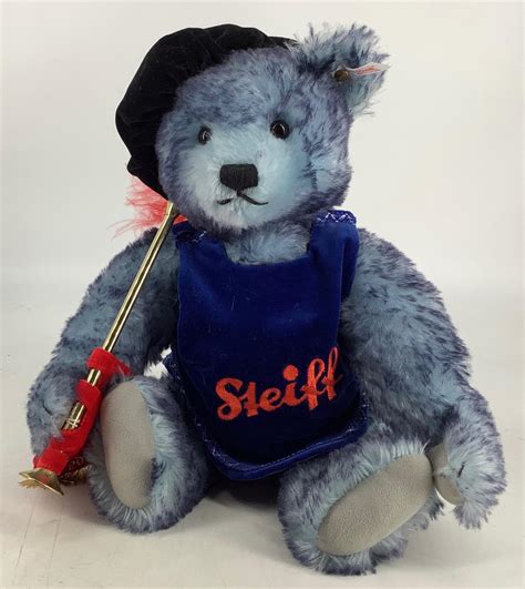 Lot Steiff Good News Bear Commemorating 100 Years Of Teddy Bears Two Tone Blue Mohair Bear