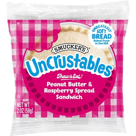 Smucker Uncrustables Peanut Butter And Raspberry Spread Frozen Sandwich