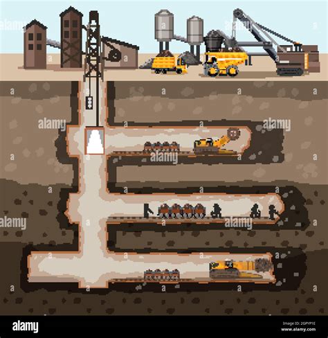 Underground Landscape Of Coal Mine Stock Vector Image Art Alamy