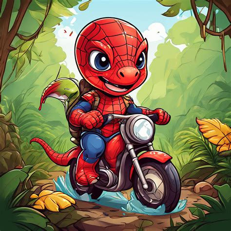 Spiderman riding a baby dinosaur by Mandy Osipenko - Playground