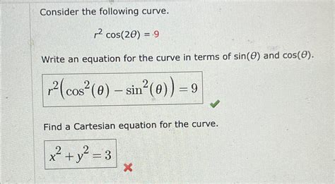 Solved Consider The Following Curve R2cos 2θ 9write An