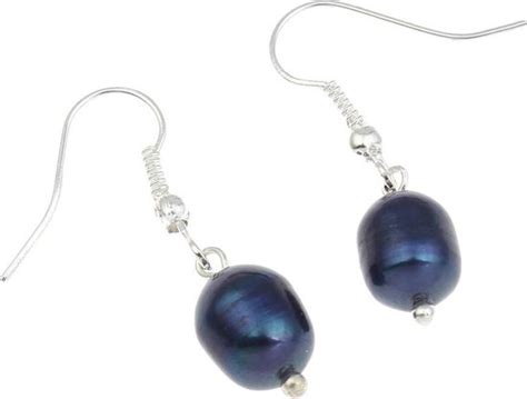 Zoetwater Parel Oorbellen Dangling Blue Pearl Oorhanger Echte