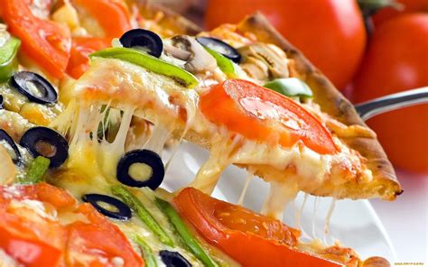 Wallpaper Closeup Food Pizza Cheese Tomatoes Olives 1920x1200