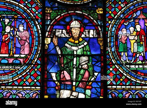 Image Of Thomas Becket From A Stained Glass Window In Canterbury Cathedral Canterbury Kent