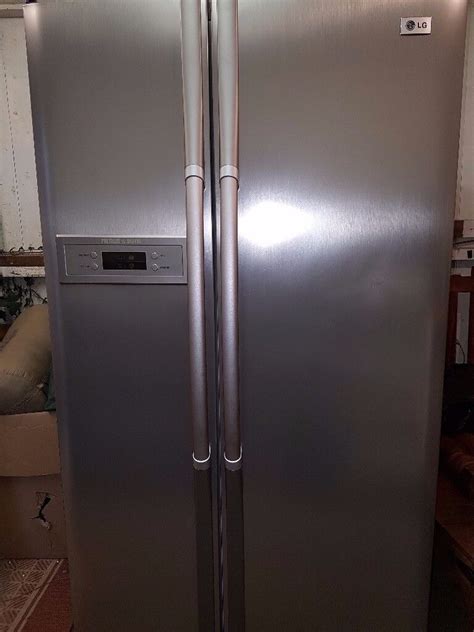 Lg Premium Ez Digital American Style Side By Side Fridge Freezer Brushed Platinum Silver In