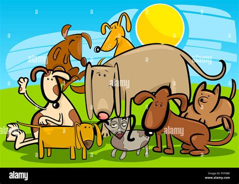 Cartoon Group of Funny Dogs Stock Photo - Alamy