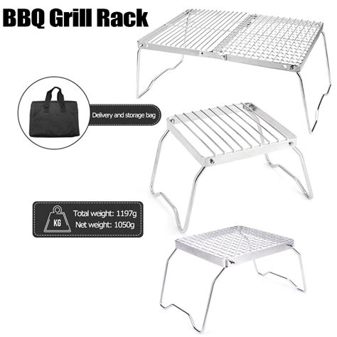 Portable Folding Camping Grill A O Inoxid Vel Suporte De Fog O A Lenha