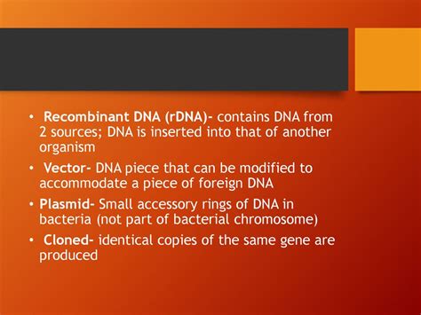 Recombinant Dna Technology Ppt Download