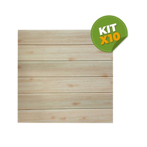 Kit X 10 Revestimiento Autodhesivo 3d Tablas De Madera Clara Hogar