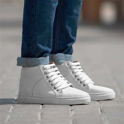 Marty High Top White Leather Sneakers For Men - The Jacket Maker