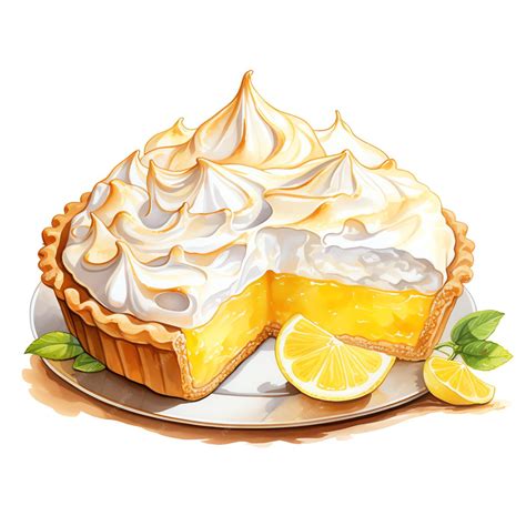 Premium Ai Image Beautiful Lemon Meringue Pie Watercolor Clipart Illustration