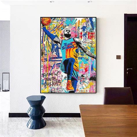 LeBron James Tune Squad Graffiti Splatter Paint Abstract Canvas Print ...