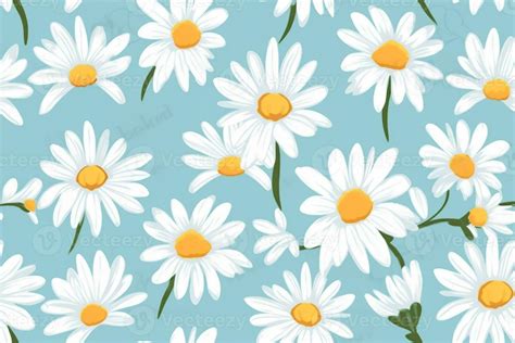 Daisy Flower Vector Seamless Pattern Illusration Floral Background