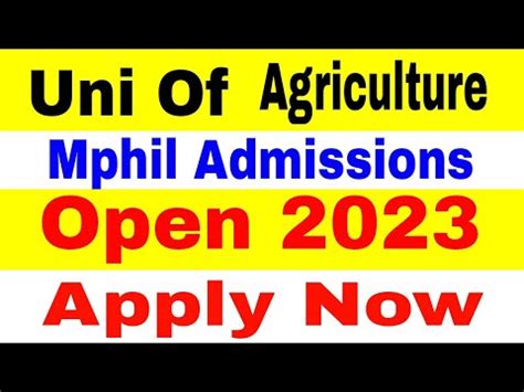 University Of Agriculture Faisalabad Admission Open 2023 MPhil Programs