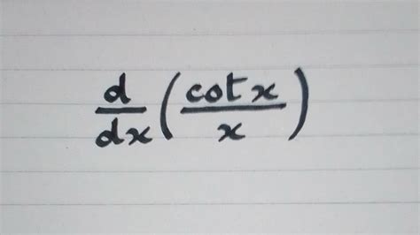 Derivative Of Cotxx Differentiation Of Trigonometric Function Youtube