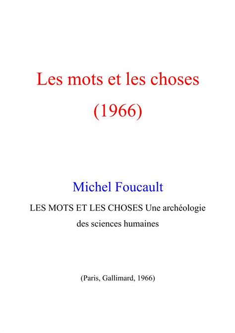 PDF Les Mots Et Les Choses Foucault Foucault Michel DOKUMEN TIPS