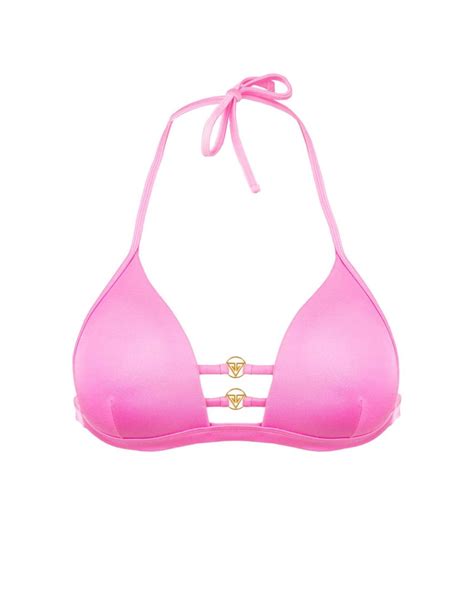 Pink Push Up Triangle Bikini Top With Golden Logo S Vivien Vance