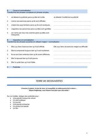 B Cours Exercices Nominalisation Pdf