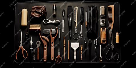 Premium Photo | Hairdresser Tools on Black Background