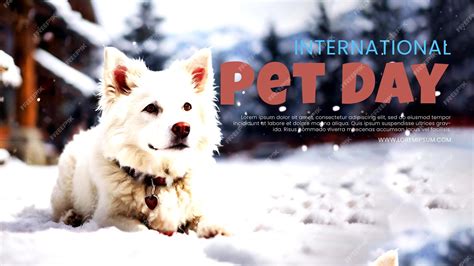 Premium PSD | Poster White snow dog with beautiful snow background