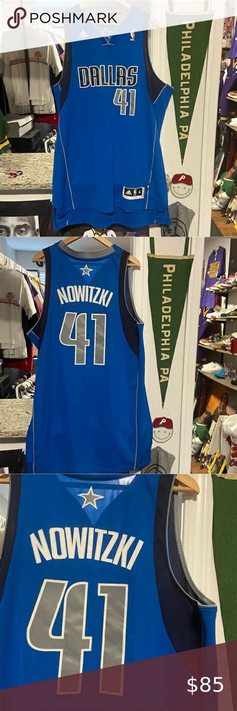 Adidas Mens XL Blue Dallas Mavericks Dirk Nowitzki Throwback Basketball ...