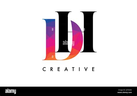 Dh Letter Design With Creative Cut And Colorful Rainbow Texture Hd