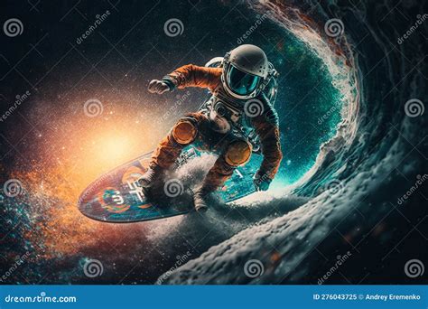 Astronaut Surfing The Moon Printable Poster Cartoon Vector