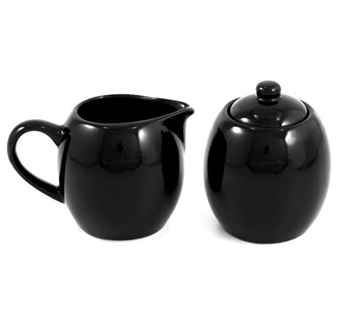 Black Ceramic Two Piece And Sugar Service Set