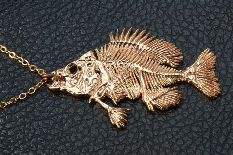 Bluegill Fish Skeleton Pendant Bluegill Necklace Fish