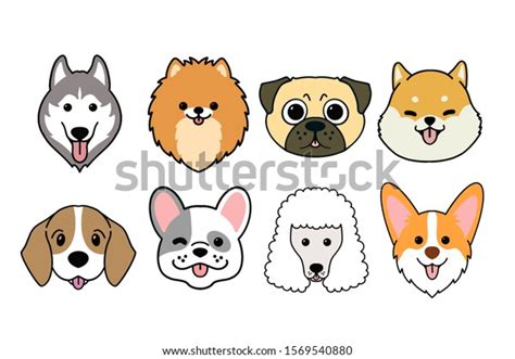 Dogs Smiling Face Collectionillustration Funny Cartoon Stock ...