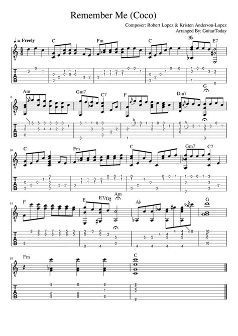 Remember Me Coco Fingerstyle Guitar In Guitar Tabs Songs