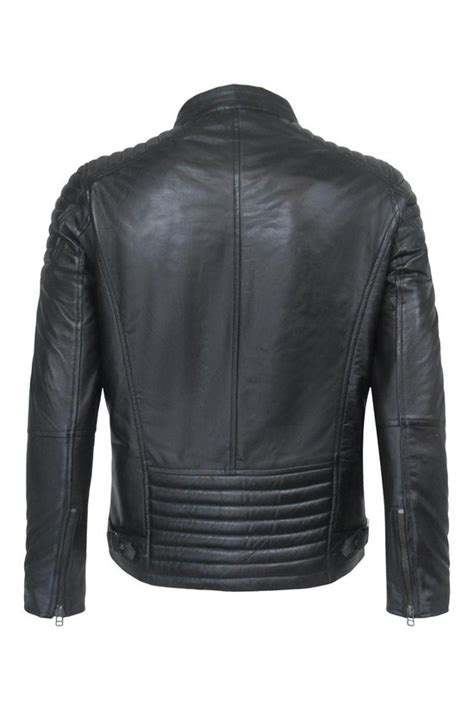 Leren Jas Biker Style Heren Zwart Bol