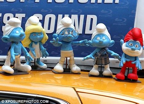 The Smurfs cast film scenes with model dolls in New York | Daily Mail Online