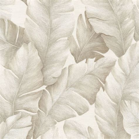 Kew Tropical Leaf Textured Wallpaper Beige Limetree LT7714