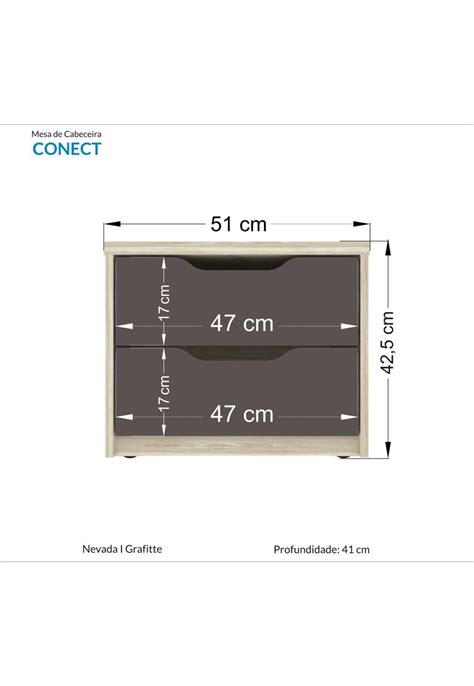 Mesa De Cabeceira Connect Gavetas Nevada Grafite Santos Andir