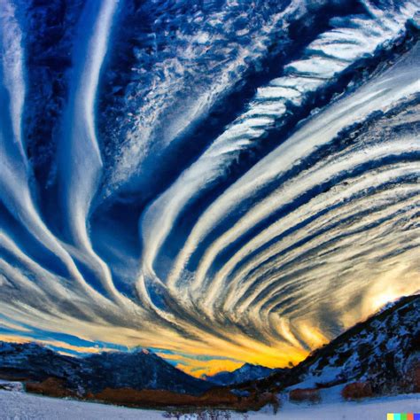 Clouds Forming In Spiraling Fibonacci Pattern Above Snow Covered