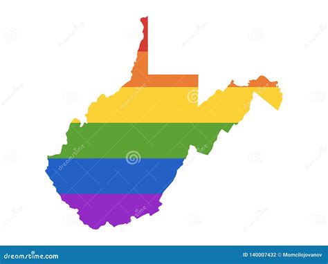 Lgbt Rainbow Map Of Usa State Of West Virginia Stock Vector