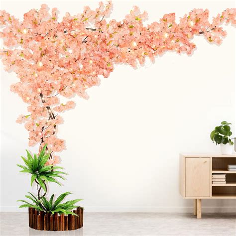 Artificial Cherry Blossom Trees Handmade Light Pink Tree Indoor Outdoor Home Office