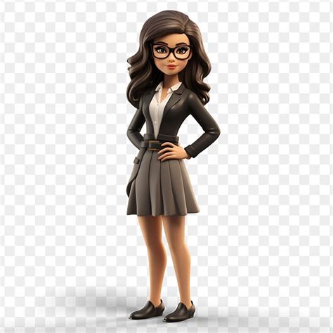 Premium Psd A Girl In A Suit And Glasses Stands In Front Of A Computer Screen