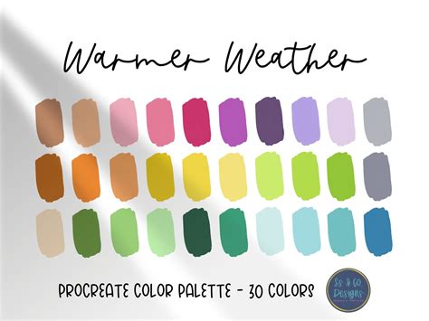 Warmer Weather Procreate Color Palette Graphic By Ssandcodesigns · Creative Fabrica