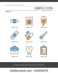 Medical Simple Icon Set Stock Vector Royalty Free 423454270