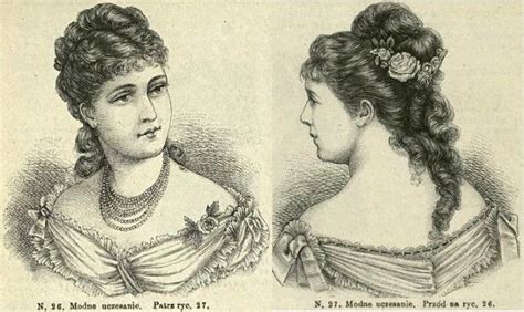 Modne Uczesanie 1877 Fashionable Hairstyle 1877 Victorian Era Fashion