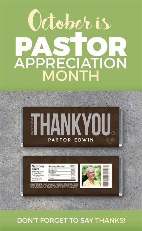 Thank You Pastor Appreciation Candy Bar Wrappers Printable Etsy