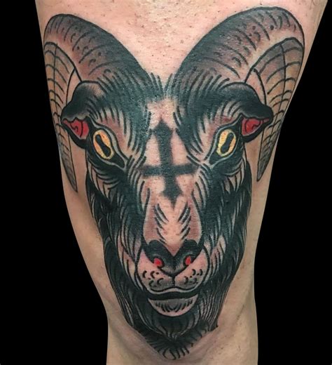 Traditional Goat Head Tattoo