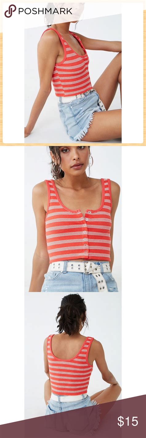 🌸sale🌸 New Forever21 Striped Cropped Tank Top Forever21 Tops Cropped