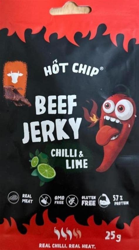 Beef jerky chilli lime Hot Chip kalorie kJ a nutriční hodnoty